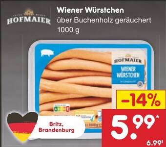 Netto Marken-Discount HOFMAIER WIENER WÜRSTCHEN 1000 g Angebot