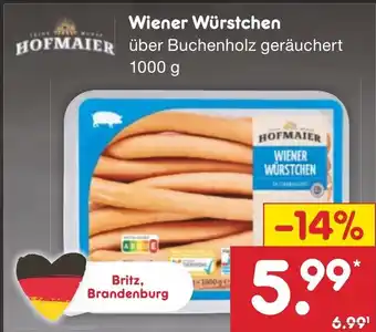 Netto Marken-Discount HOFMAIER WIENER WÜRSTCHEN 1000 g Angebot