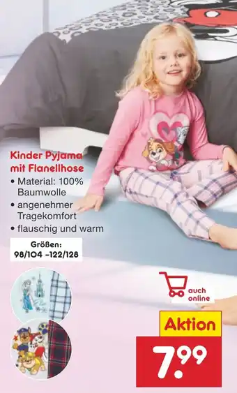 Netto Marken-Discount Kinder Pyjama mit Flanellhose Angebot