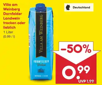 Netto Marken-Discount Villa am Weinberg Dornfelder Landwein trocken oder lieblich 1 Liter Angebot