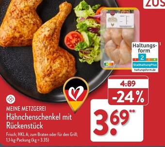 Aldi Nord MEINE METZGEREI Hähnchenschenkel mit Rückenstück 1,1 kg Packung Angebot