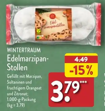 Aldi Nord WINTERTRAUM Edelmarzipan-Stollen 1.000 g Packung Angebot