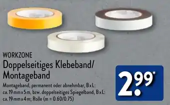 Aldi Nord WORKZONE Doppelseitiges Klebeband/ Montageband Angebot