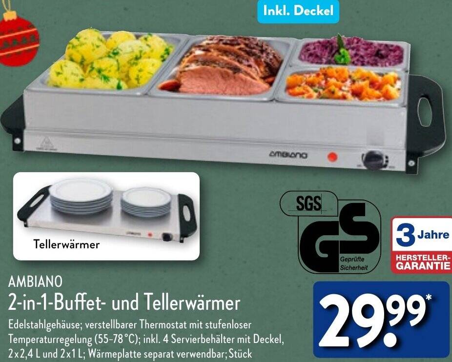 AMBIANO 2in1Buffet und Tellerwärmer Angebot bei Aldi Nord
