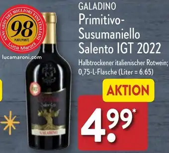 Aldi Nord GALADINO Primitivo-Susumaniello Salento IGT 2022, 0,75 L Flasche Angebot