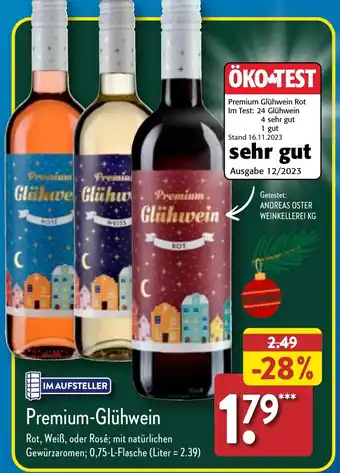 Aldi Nord Premium-Glühwein 0,75 L Flasche Angebot