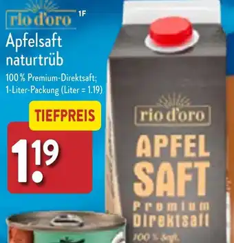 Aldi Nord rio d'oro Apfelsaft naturtrüb 1 Liter Packung Angebot