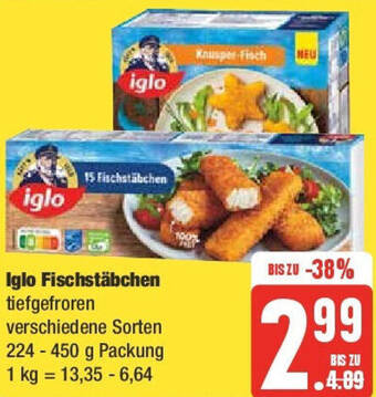 Edeka Iglo Fischstäbchen 224-450 g Packung Angebot