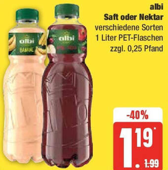 Edeka albi Saft oder Nektar 1 Liter PET-Flaschen Angebot