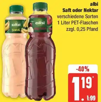 Edeka albi Saft oder Nektar 1 Liter PET-Flaschen Angebot