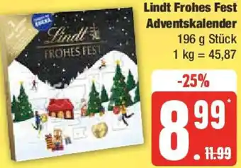 Edeka Lindt Frohes Fest Adventskalender 196 g Stück Angebot
