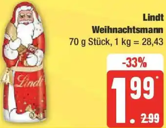 Edeka Lindt Weihnachtsmann 70 g Stück Angebot