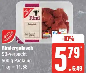 Edeka Gut & Günstig Rindergulasch 500 g Packung Angebot