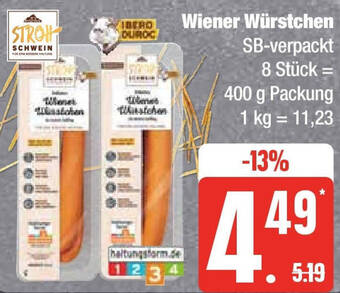 Edeka Gutfleisch Stroh Schwein Wiener Würstchen 400 g Packung Angebot