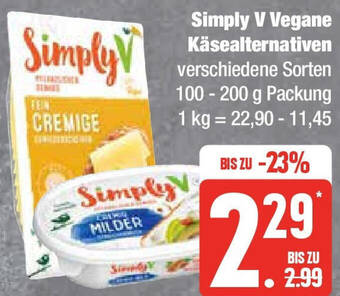 Edeka Simply V Vegane Käsealternativen 100 - 200 g Packung Angebot