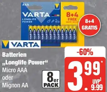 Edeka VARTA Batterien ,,Longlife Power" 8er Pack Angebot