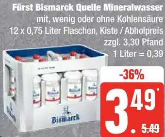 Edeka Fürst Bismarck Quelle Mineralwasser 12 x 0,75 Liter Flaschen Angebot