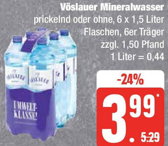 Edeka Vöslauer Mineralwasser 6 x 1,5 Liter Flaschen Angebot