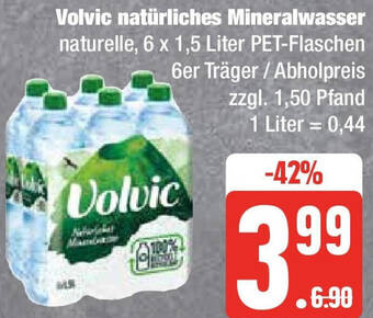 Edeka Volvic natürliches Mineralwasser 6 x 1,5 Liter PET-Flaschen Angebot