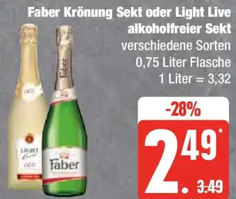 Edeka Faber Krönung Sekt oder Light Live alkoholfreier Sekt 0,75 Liter Flasche Angebot