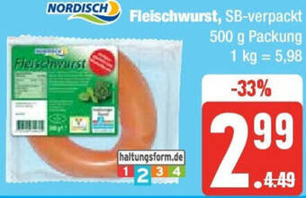 Marktkauf NORDISCH Fleischwurst 500 g Packung Angebot