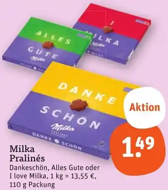 tegut Milka Pralinés 110 g Packung Angebot