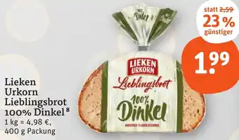 tegut Lieken Urkorn Lieblingsbrot 100% Dinkel 400 g Packung Angebot