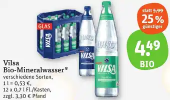 tegut Vilsa Bio-Mineralwasser 12 x 0,7 l Fl./Kasten Angebot