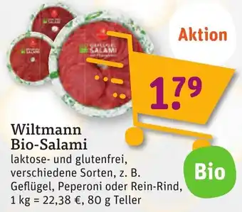 tegut Wiltmann Bio-Salami 80 g Teller Angebot