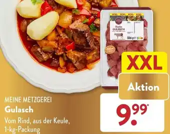 Aldi Süd MEINE METZGEREI Gulasch 1 kg Packung Angebot