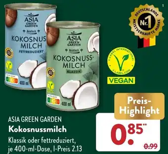 Aldi Süd ASIA GREEN GARDEN Kokosnussmilch 400 ml Dose Angebot