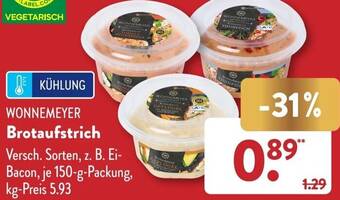 Aldi Süd WONNEMEYER Brotaufstrich 150 g Packung Angebot