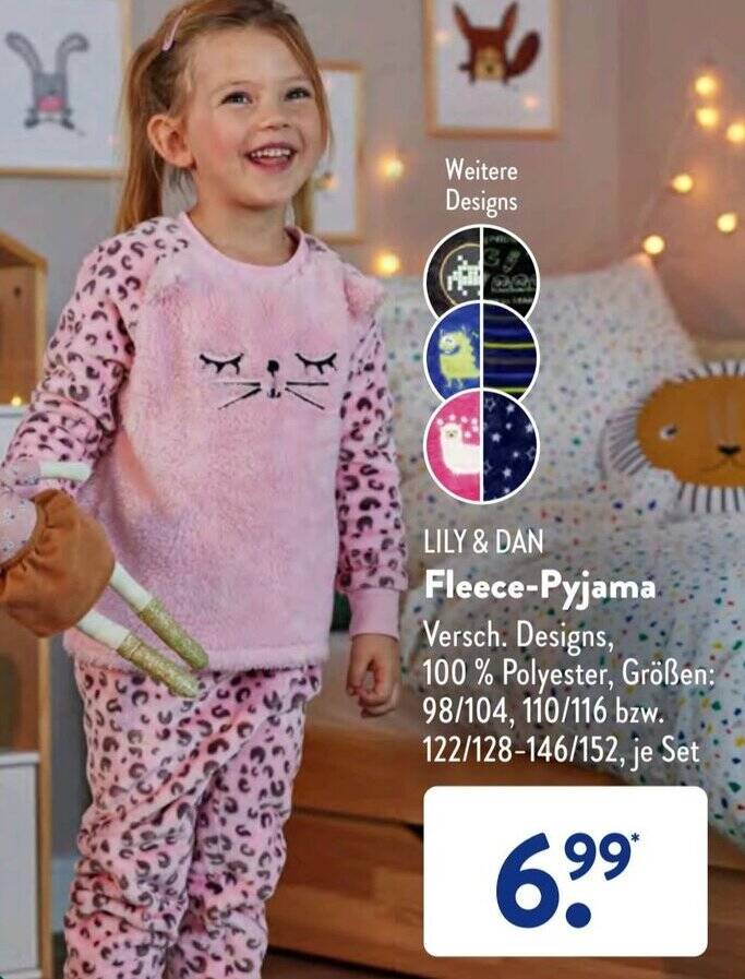 LILY & DAN Fleece-Pyjama Angebot bei Aldi Süd