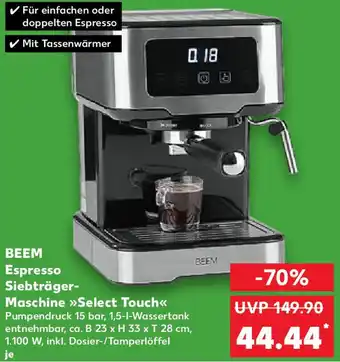 Kaufland BEEM Espresso Siebträger Maschine ,,Select Touch" Angebot