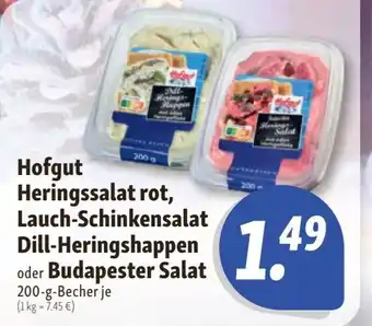 Nah & Frisch Hofgut Heringssalat rot, Lauch-Schinkensalat Dill-Heringshappen oder Budapester Salat 200-g Angebot