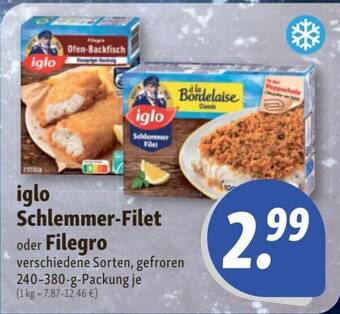 Nah & Frisch iglo Schlemmer-Filet oder Filegro verschiedene Sorten, gefroren 240-380-g Angebot