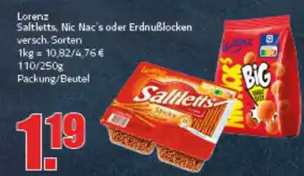 Ihr Frischmarkt Lorenz Saltletts, Nic Nac's oder Erdnußlocken 110/250g Angebot