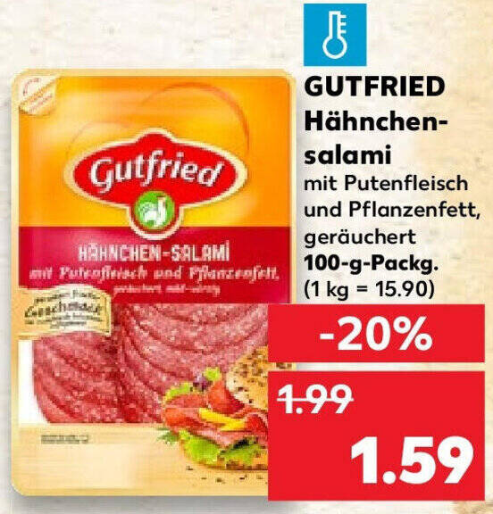 GUTFRIED Hähnchen salami 100 g Packg. Angebot bei Kaufland