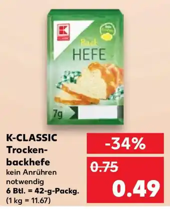 Kaufland K-CLASSIC Trocken-backhefe 42 g Packg. Angebot