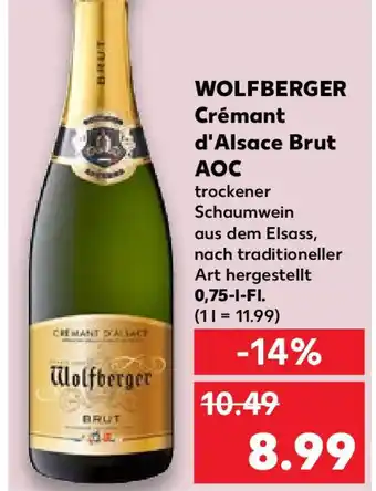 Kaufland WOLFBERGER Crémant d'Alsace Brut AOC 0,75 l Fl. Angebot