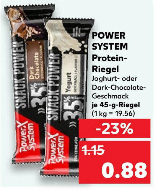 POWER SYSTEM ProteinRiegel Joghurt oder DarkChocolateGeschmack 45g
