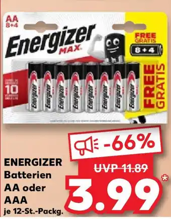 Kaufland ENERGIZER Batterien AA oder AAA 12 St.Packg. Angebot