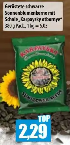 Mix Markt Geröstete schwarze Sonnenblumenkerne mit Schale,,Karpaysky otbornye" 380 g Pack Angebot