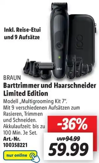 Lidl BRAUN Barttrimmer und Haarschneider Limited Edition Angebot