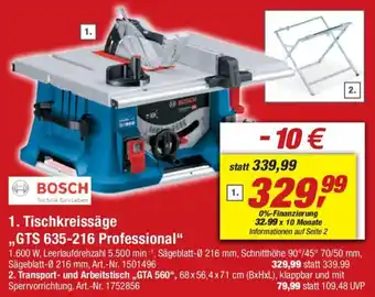 toom Baumarkt BOSCH Tischkreissäge ,,GTS 635-216 Professional" Angebot