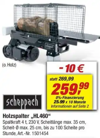 toom Baumarkt Scheppach Holzspalter ,,HL460" Angebot