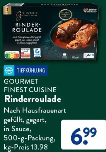 Aldi Süd GOURMET FINEST CUISINE Rinderroulade 500 g Packung Angebot
