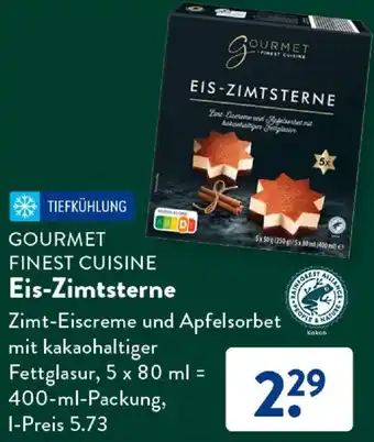 Aldi Süd GOURMET FINEST CUISINE Eis-Zimtsterne 400 ml Packung Angebot