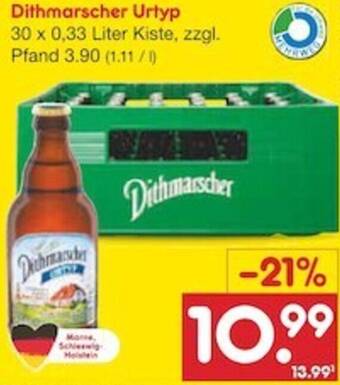 Netto Marken-Discount Dithmarscher Urtyp 30 x 0,33 Liter Kiste Angebot