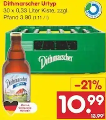 Netto Marken-Discount Dithmarscher Urtyp 30 x 0,33 Liter Kiste Angebot